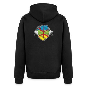 the Amazigh flag in the guts - Unisex Premium Organic Zip Hoodie - black - Back - Nico (187cm)