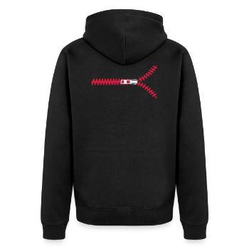 Reissverschluss Zipper Verschluss - Unisex Premium Bio Zip Hoodie - Schwarz - Hinten - Nico (187cm)