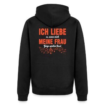 Geige Geigenspieler Violine Violinist Frau - Unisex Premium Bio Zip Hoodie - Schwarz - Hinten - Nico (187cm)