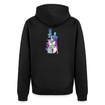 Kontrabass - Unisex Premium Bio Zip Hoodie - Schwarz - Hinten - Nico (187cm)