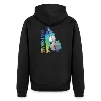 Kontrabass - Unisex Premium Bio Zip Hoodie - Schwarz - Hinten - Nico (187cm)