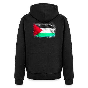 Contexte avec le drapeau de la Palestine - Veste à capuche bio Premium Unisexe - noir - Dos - Nico (187cm)