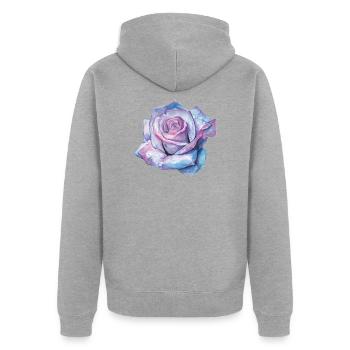 Rose - Veste à capuche bio Premium Unisexe - gris chiné - Dos - Nico (187cm)