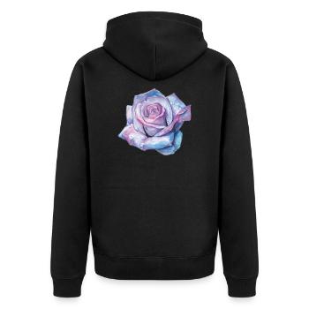 Rose - Unisex Premium Bio Zip Hoodie - Schwarz - Hinten - Nico (187cm)