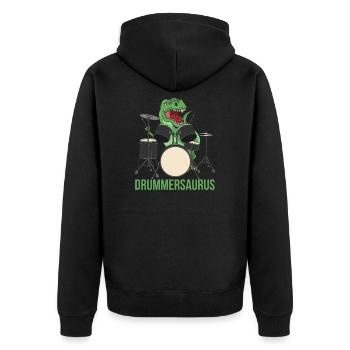 Drums Drummer T-Rex Dinosaur Drums Sticks - Unisex Premium Organic Zip Hoodie - black - Back - Nico (187cm)