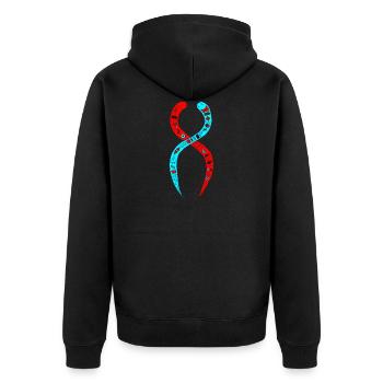 Die 2 Ayahuasca-Schlangen - Unisex Premium Bio Zip Hoodie - Schwarz - Hinten - Nico (187cm)