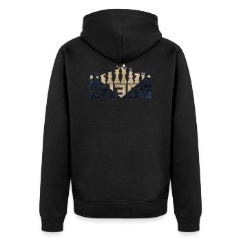 Schach - Unisex Premium Bio Zip Hoodie - Schwarz - Hinten - Nico (187cm)