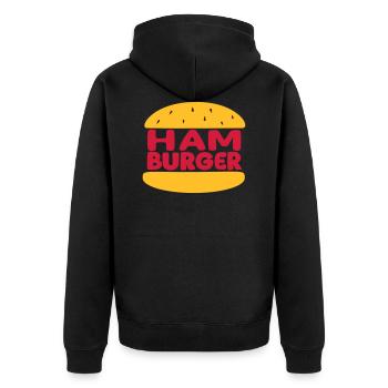 Hamburgers - the original Burger ! - Veste à capuche bio Premium Unisexe - noir - Dos - Nico (187cm)
