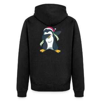 Pinguin dabbing - Unisex Premium Bio Zip Hoodie - Schwarz - Hinten - Nico (187cm)