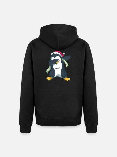 Penguin dabbing - Unisex Premium Organic Zip Hoodie - black