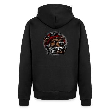 Biker bear with piston Motorcycles - Unisex Premium Organic Zip Hoodie - black - Back - Nico (187cm)
