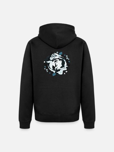 Japansk kunst - bæltedyr - Premium økologisk unisex-hættejakke - sort