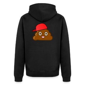 Mr. Turd Dude - Fröhlicher Kackhaufen mit Cap - Unisex Premium Bio Zip Hoodie - Schwarz - Hinten - Nico (187cm)