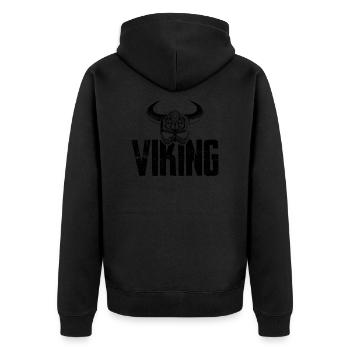 viking wikinger helm - Unisex Premium Bio Zip Hoodie - Schwarz - Hinten - Nico (187cm)