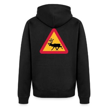 Reindeer warning sign - Unisex Premium Organic Zip Hoodie - black - Back - Nico (187cm)