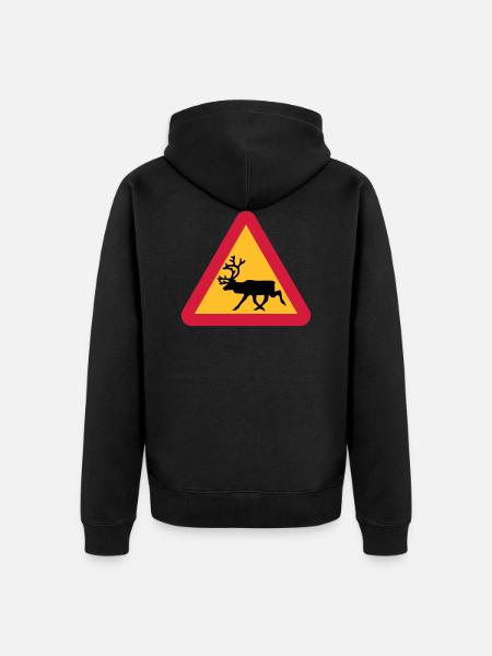 Rentier Warnschild - Unisex Premium Bio Zip Hoodie - Schwarz