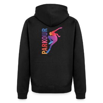 Cadeau de parkour - Veste à capuche bio Premium Unisexe - noir - Dos - Nico (187cm)