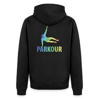Cadeau de parkour - Veste à capuche bio Premium Unisexe - noir - Dos - Nico (187cm)
