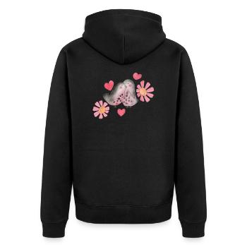 Modèle d'oiseaux d'amour - Veste à capuche bio Premium Unisexe - noir - Dos - Nico (187cm)