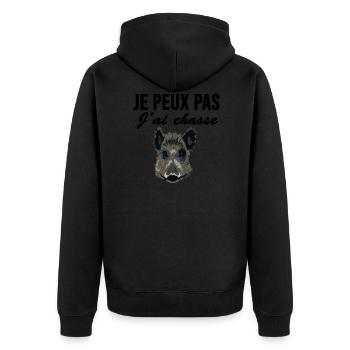 Je peux pas j ai chasse sanglier - Veste à capuche bio Premium Unisexe - noir - Dos - Nico (187cm)