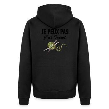 Je peux pas j ai tricot - Veste à capuche bio Premium Unisexe - noir - Dos - Nico (187cm)