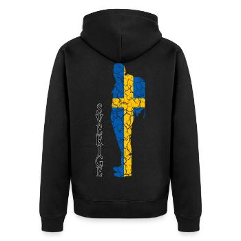 Sweden Sverige Swedish Flag Hiking Gift - Unisex Premium Organic Zip Hoodie - black - Back - Nico (187cm)