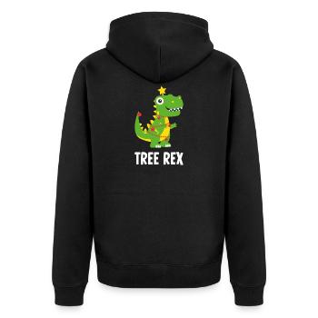 Tree Rex Party Weihnachten Geschenk Familie Xmas - Unisex Premium Bio Zip Hoodie - Schwarz - Hinten - Nico (187cm)