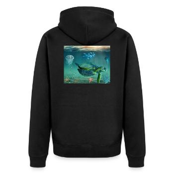 Schildkröte Meer Geschenk Geschenkidee - Unisex Premium Bio Zip Hoodie - Schwarz - Hinten - Nico (187cm)