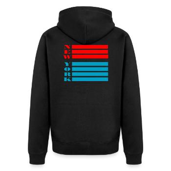 new York - Unisex Premium Organic Zip Hoodie - black - Back - Nico (187cm)