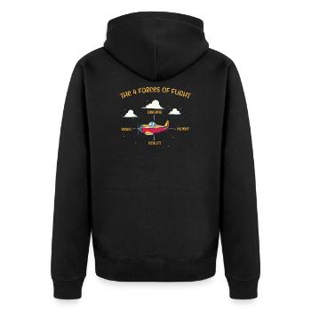 Aviator Pilot Flying Four Forces of Flying - Unisex Premium Organic Zip Hoodie - black - Back - Nico (187cm)