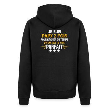 Papy parfait cadeau papy grand père fière - Veste à capuche bio Premium Unisexe - noir - Dos - Nico (187cm)