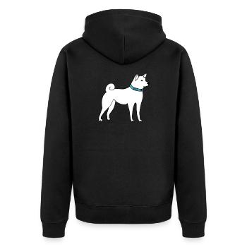 Shiba Inu Hund - Unisex Premium Bio Zip Hoodie - Schwarz - Hinten - Nico (187cm)