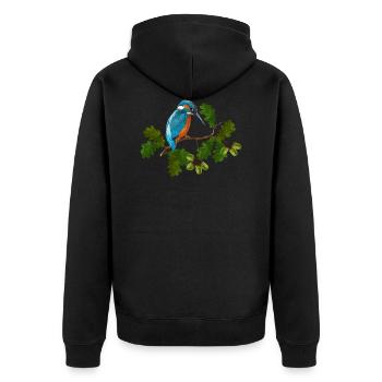 Vogel - Unisex Premium Bio Zip Hoodie - Schwarz - Hinten - Nico (187cm)