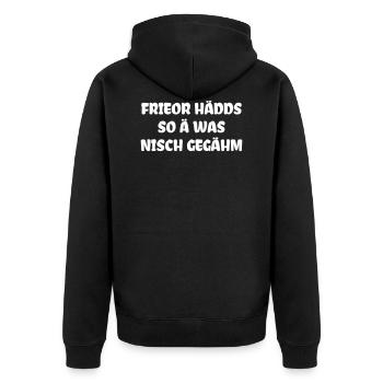 Früher hätte es sowas nicht gegeben - Unisex Premium Bio Zip Hoodie - Schwarz - Hinten - Nico (187cm)