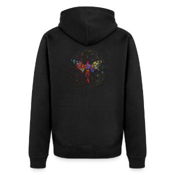 Engel Blume des Lebens (durchsichtiger Hintergrund) - Unisex Premium Bio Zip Hoodie - Schwarz - Hinten - Nico (187cm)