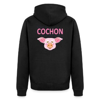 pig everything is good provocative humor quote - Unisex Premium Organic Zip Hoodie - black - Back - Nico (187cm)