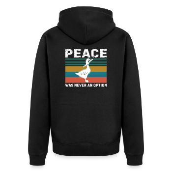 Peace was never an option Geschenk - Unisex Premium Bio Zip Hoodie - Schwarz - Hinten - Nico (187cm)