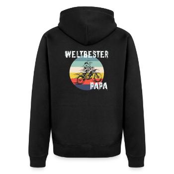 Schwester Motorcross Weltbeste Papa Vintage - Unisex Premium Bio Zip Hoodie - Schwarz - Hinten - Nico (187cm)