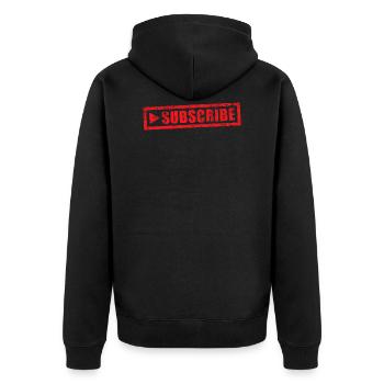 Grunge-Stempel abonnieren - Unisex Premium Bio Zip Hoodie - Schwarz - Hinten - Nico (187cm)