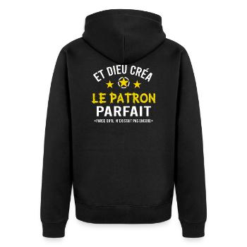 Patron cadeau drôle humour pdg - Veste à capuche bio Premium Unisexe - noir - Dos - Nico (187cm)