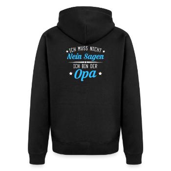 Ich Muss Nicht Nein Sagen Ich Bin Der Opa - Unisex Premium Bio Zip Hoodie - Schwarz - Hinten - Nico (187cm)