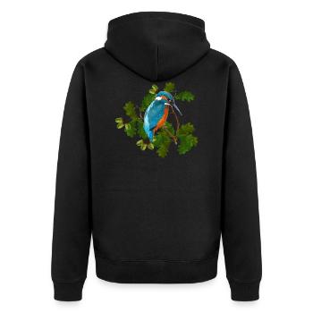 Vogel - Unisex Premium Bio Zip Hoodie - Schwarz - Hinten - Nico (187cm)