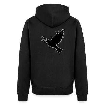 Dove of Peace / Bird Logo - Unisex Premium Organic Zip Hoodie - black - Back - Nico (187cm)