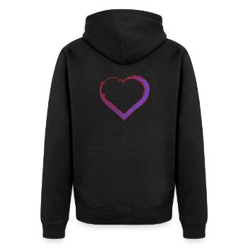 Lila Herz Logo - Unisex Premium Bio Zip Hoodie - Schwarz - Hinten - Nico (187cm)