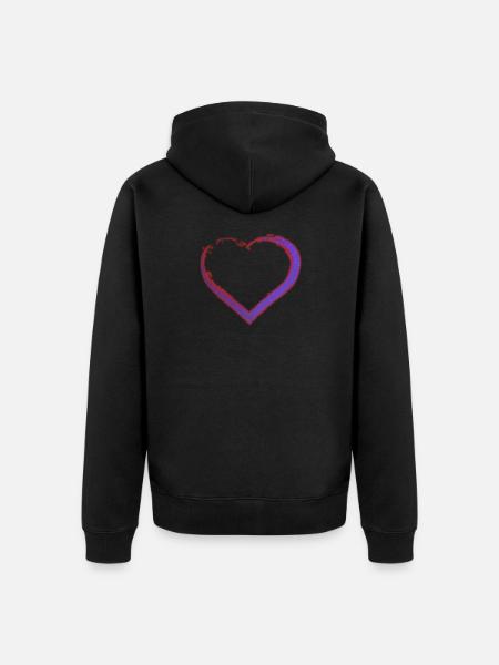 Purple heart logo - Unisex Premium Organic Zip Hoodie - black