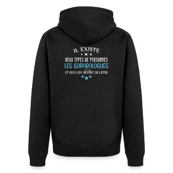 Sophrologue humour métier idée cadeau professions - Veste à capuche bio Premium Unisexe - noir - Dos - Nico (187cm)
