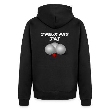 J’peux pas j’ai pétanque - Veste à capuche bio Premium Unisexe - noir - Dos - Nico (187cm)