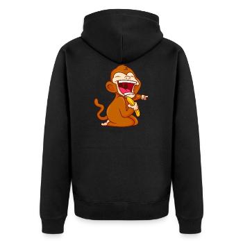 singe banane drôle de bande dessinée bébé singe - Veste à capuche bio Premium Unisexe - noir - Dos - Nico (187cm)