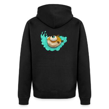 Puffer fish, Carinotetraodon travancor, puffer - Unisex Premium Organic Zip Hoodie - black - Back - Nico (187cm)