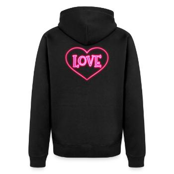 Coeur d'amour néon - Veste à capuche bio Premium Unisexe - noir - Dos - Nico (187cm)